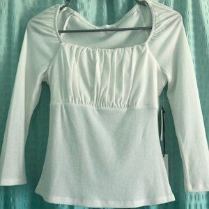 White Square Neck Blouse